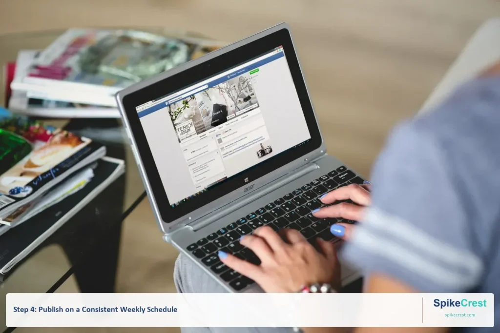 Step 4: Publish on a Consistent Weekly Schedule — SpikeCrest addiction treatment SEO